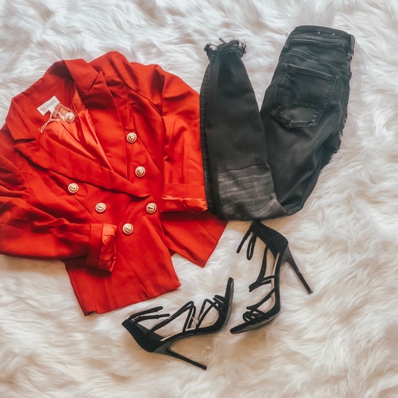 L'ATISTE Jackets & Blazers - Candy Apple Red Blazer W/ Gold Lion Buttons